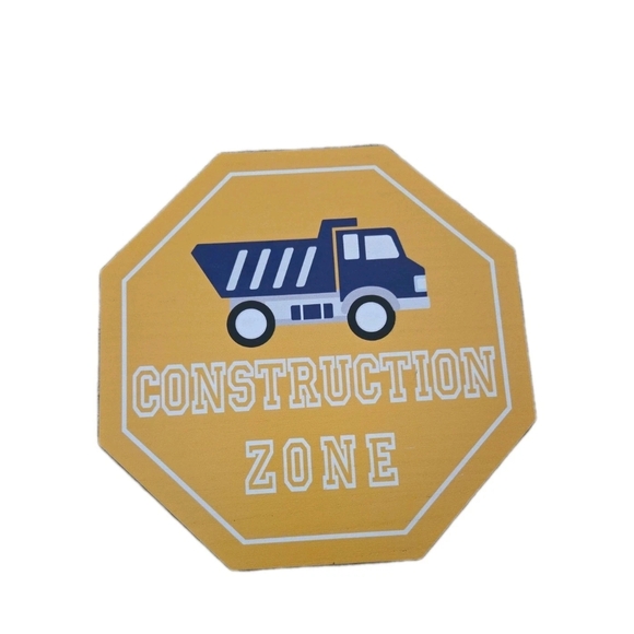 Construction Zone Kids Wall Decor 12x12inch - Picture 1 of 8